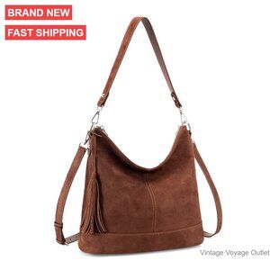 Genuine Leather Hobo Crossbody Bag with Removable Straps, 11L Capacity
